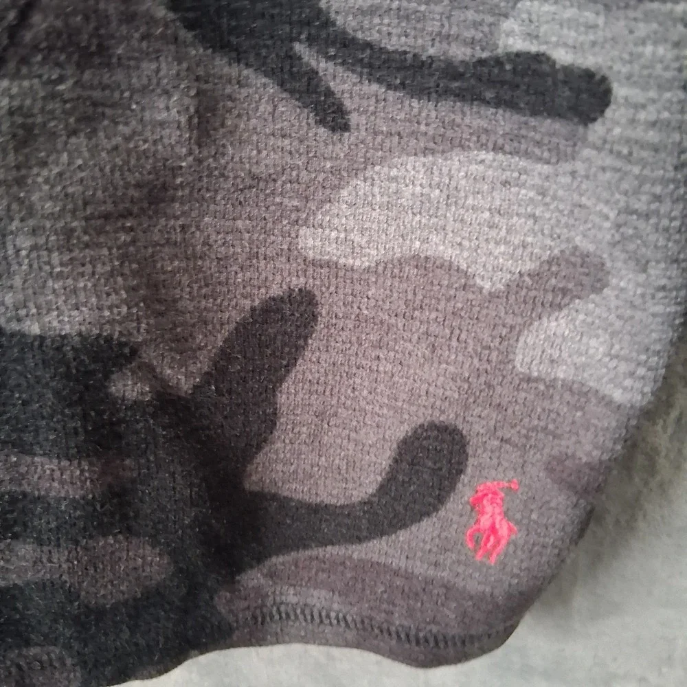 Polo Ralph Lauren Camo 1/4 Zip Hoodie Men's Large Black Blue Pullover